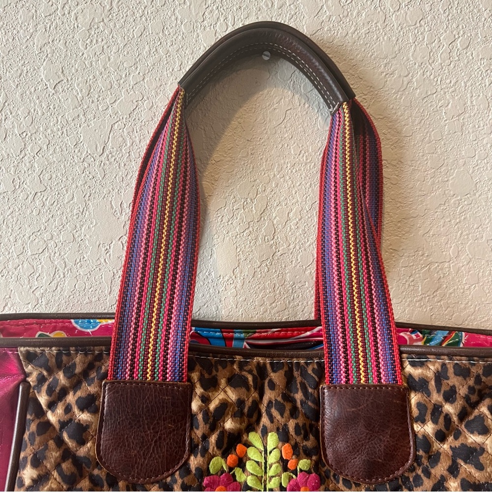 Consuela Leopard Print Tote with Pink Metallic Sides - Picture 2 of 16